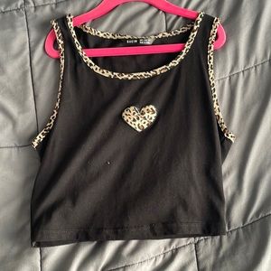 Heart Leopard Print Crop Top